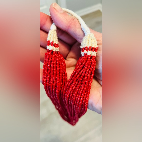 Vintage Multi strand Native American Red Coral Seed Bead Woven Torsade Necklace. - Picture 14 of 14